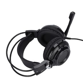 7.1 Surround Sound Gaming Headset, Multichannel Headphone With Noise Cancelling Mic, Multifunction Wire Earpieces With Fluorescent Lighting (Black)