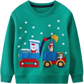 B&G-KID Toddler Boys Crewneck Sweatshirts Christmas Kids Excavator Long Sleeve Pullover Casual Santa Tops Clothes 2-7T.