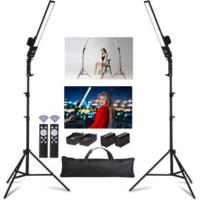 Photography Lighting, Battery Powered Portable Handheld Wand Dimmable LED Studio Light Stick Kit with NP-F970 Li-ion Battery, Stand, Remote for YouTube Video Recording, Streaming, Portrait