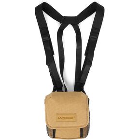 Universal Binocular Case, Binocular Harness for Hunting Case with Adjustable Shoulder Straps, 2 Mesh Pockets, Yellow