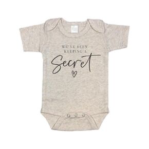 Surprise Pregnancy Announcement Infant Bodysuit - We've Been Keeping A Secret - New Baby Reveal Gift for Friends and Family (Natural)