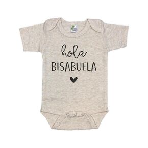 Hola Bisabuela Pregnancy Announcement Infant Bodysuit for Great Grandma | Bisabuelo Y Bisbuela Gift (White)