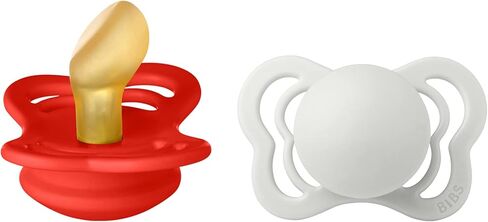 لهايات BIBS – تصميم الأزياء | مصاصة الحلمة التقويمية | مطاط طبيعي خالٍ من مادة BPA | صنع في الدنمارك | مجموعة من 2 لهاية حلوى التفاح/الضباب، من 6 إلى 18 شهرًا in Kuwait