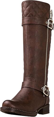 GLOBALWIN Women's Quilted Knee High Boots Low Heel Comfortable Fashion Dressy Riding Boots For Women in Saudi Arabia