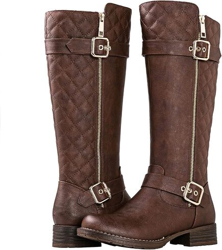 GLOBALWIN Women's Quilted Knee High Boots Low Heel Comfortable Fashion Dressy Riding Boots For Women in Saudi Arabia