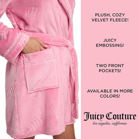 رداء Juicy Couture للسيدات فائق النعومة من القطيفة بياقة شال (الولايات المتحدة، ألفا، صغير، متوسط، عادي، عادي، أرجواني مثلج) in Saudi Arabia