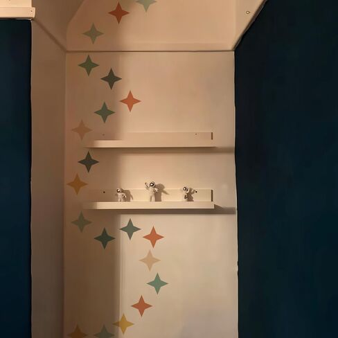 Mid Century Modern Wall Stickers Peel and Stick, Transparent PVC Geometric Nursery Wall Decals, Wall Art Stickers Decor for Boys Bedroom Neutral Gender Playroom Kids Room, Retro Stars in Saudi Arabia