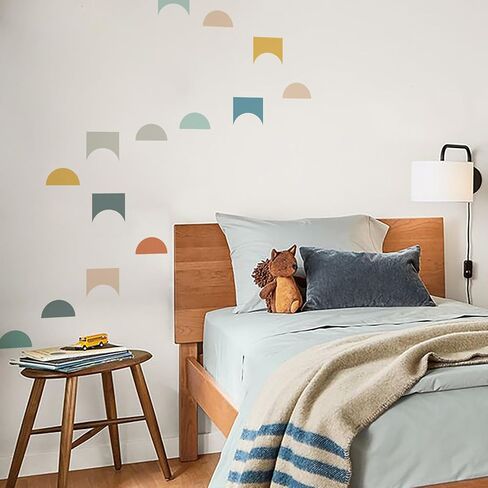 Mid Century Modern Wall Stickers Peel and Stick, Transparent PVC Geometric Nursery Wall Decals, Wall Art Stickers Decor for Boys Bedroom Neutral Gender Playroom Kids Room, Retro Stars in Saudi Arabia