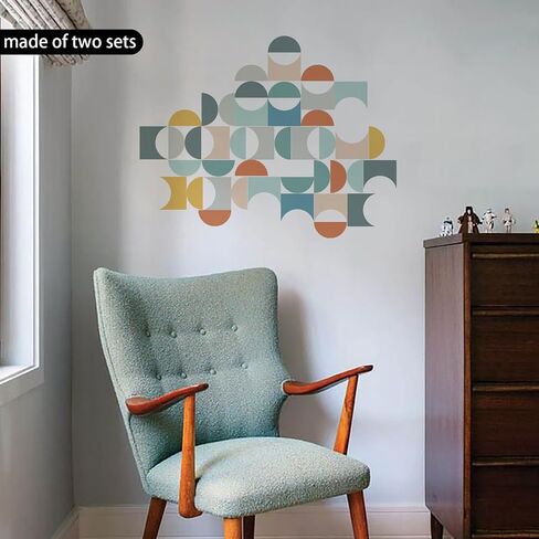 Mid Century Modern Wall Stickers Peel and Stick, Transparent PVC Geometric Nursery Wall Decals, Wall Art Stickers Decor for Boys Bedroom Neutral Gender Playroom Kids Room, Retro Stars in Saudi Arabia