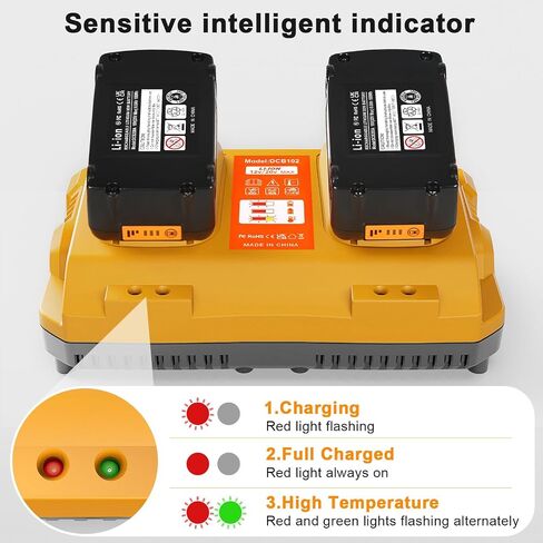 20v Max Battery Replacement for Dewalt 20V 6.0Ah Battery 2Pack with DCB102 Battery Charger Station for DCB201 DCB204,Compatible with Dewalt Cordless Tools in Saudi Arabia