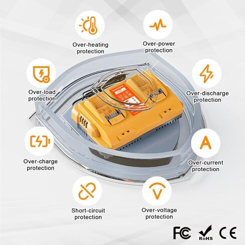20v Max Battery Replacement for Dewalt 20V 6.0Ah Battery 2Pack with DCB102 Battery Charger Station for DCB201 DCB204,Compatible with Dewalt Cordless Tools in Saudi Arabia