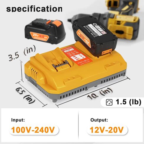 20v Max Battery Replacement for Dewalt 20V 6.0Ah Battery 2Pack with DCB102 Battery Charger Station for DCB201 DCB204,Compatible with Dewalt Cordless Tools in Saudi Arabia