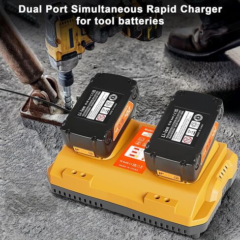 20v Max Battery Replacement for Dewalt 20V 6.0Ah Battery 2Pack with DCB102 Battery Charger Station for DCB201 DCB204,Compatible with Dewalt Cordless Tools in Saudi Arabia