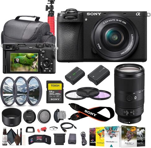 Sony a6700 Mirrorless Camera with 16-50mm Lens + Sony E 70-350mm f/4.5-6.3 G OSS Lens + 64GB Tough Memory Card + NP-FZ100 Battery + Photo Software + Filter Kit + More in Saudi Arabia