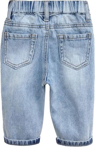 KIDSCOOL SPACE Infant Jeans,Baby Toddler Elastic Waist with D-Ring Ripped Denim Pants in Kuwait