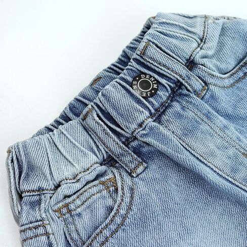 KIDSCOOL SPACE Infant Jeans,Baby Toddler Elastic Waist with D-Ring Ripped Denim Pants in Kuwait