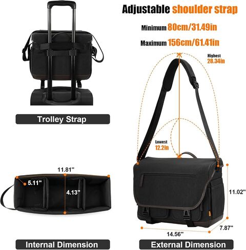 Cwatcun Camera Bag, Vintage Canvas Flap Camera Messenger Bag for Photography with Tripod Holder, DSLR/SLR/Mirrorless Camera Case Professional, Camera Shoulder Bag Compatible with Canon/Nikon/Sony-L in Saudi Arabia