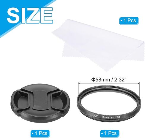 MECCANIXITY 62mm Circular Polarizer Filter, Double Sided Multi-Layer Coatings Polarizing Filter with Lens Cap Cleaning Cloth for Camera Lens in Saudi Arabia