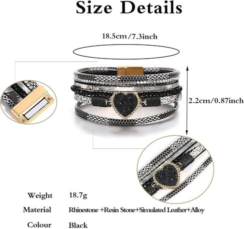 hotoo Bead Red Leather Bracelet Stackable Wrap Bracelets Boho Women Cuff Chunky Jewelry Gifts for Her Christmas Holiday Summer in Saudi Arabia