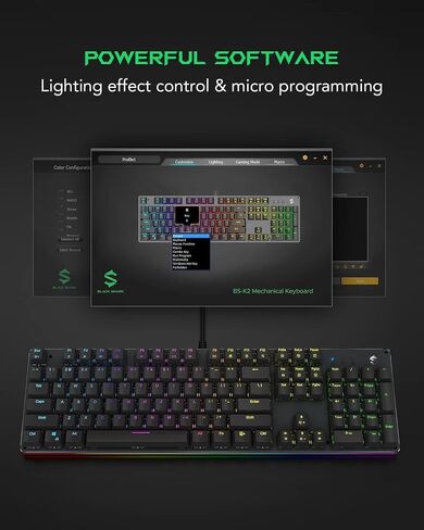 لوحة مفاتيح ميكانيكية للألعاب من Black Shark RGB بإضاءة خلفية LED مع مفاتيح حمراء، قابلة للبرمجة بالكامل، 104 مفاتيح مضادة للظلال للكمبيوتر المكتبي، Sixgill K2 in Saudi Arabia