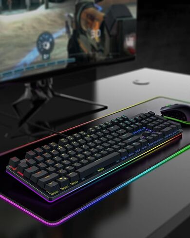 لوحة مفاتيح ميكانيكية للألعاب من Black Shark RGB بإضاءة خلفية LED مع مفاتيح حمراء، قابلة للبرمجة بالكامل، 104 مفاتيح مضادة للظلال للكمبيوتر المكتبي، Sixgill K2 in Saudi Arabia