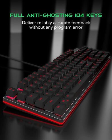 لوحة مفاتيح ميكانيكية للألعاب من Black Shark RGB بإضاءة خلفية LED مع مفاتيح حمراء، قابلة للبرمجة بالكامل، 104 مفاتيح مضادة للظلال للكمبيوتر المكتبي، Sixgill K2 in Saudi Arabia