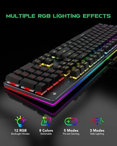 لوحة مفاتيح ميكانيكية للألعاب من Black Shark RGB بإضاءة خلفية LED مع مفاتيح حمراء، قابلة للبرمجة بالكامل، 104 مفاتيح مضادة للظلال للكمبيوتر المكتبي، Sixgill K2 in Saudi Arabia