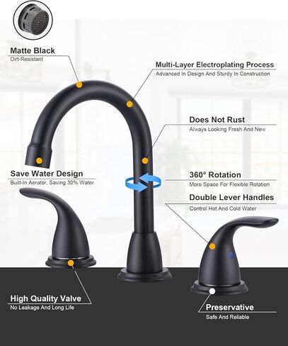 2 Handle 3 Holes Widespread Bathroom Faucet, Bathroom Sink Faucet with Copper Pop Up Drain, Brushed Nickel Lavatory Faucet Swivel Spout with Drain Assembly for Restroom Vanity Camper in Saudi Arabia