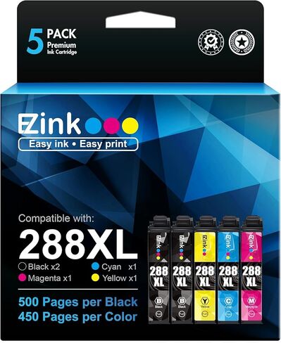 E-Z Ink (TM Remanufactured Ink Cartridges Replacement for HP Ink 62 to use with HP Envy 5540 5640 5660 7644 to use with HP OfficeJet 5740 5741 8040 200 250 Series Printer (2 Pack,1 Black 1 Tri-Color) in Saudi Arabia