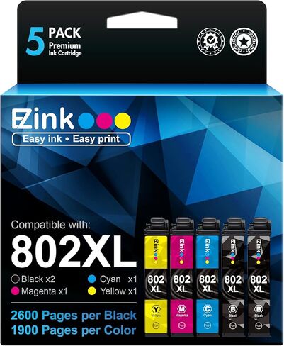 E-Z Ink (TM Remanufactured Ink Cartridges Replacement for HP Ink 62 to use with HP Envy 5540 5640 5660 7644 to use with HP OfficeJet 5740 5741 8040 200 250 Series Printer (2 Pack,1 Black 1 Tri-Color) in Saudi Arabia