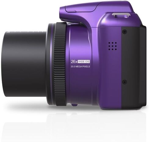Minolta 20 Mega Pixels 26x Optical Zoom Digital Camera with 1080p FHD Video Bundle with 32 GB Memory Card + Vlogging Tripod + Cleaning kit + More Accessories - Purple in Saudi Arabia