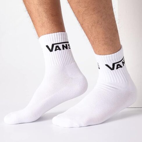 VANS Men's Half Crew Socks: 3-Pack (9.5-13, Black) in Saudi Arabia