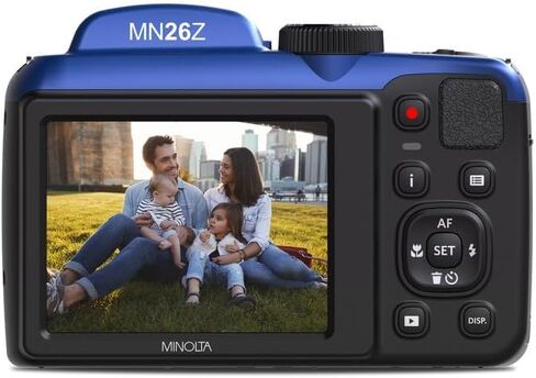 Minolta 20 Mega Pixels 26x Optical Zoom Digital Camera with 1080p FHD Video Bundle with 32 GB Memory Card + Vlogging Tripod + Cleaning kit + More Accessories - Purple in Saudi Arabia