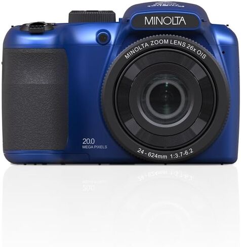 Minolta 20 Mega Pixels 26x Optical Zoom Digital Camera with 1080p FHD Video Bundle with 32 GB Memory Card + Vlogging Tripod + Cleaning kit + More Accessories - Purple in Saudi Arabia