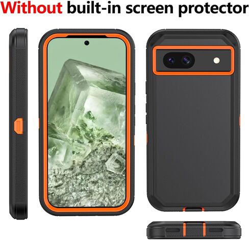 حافظة هاتف لهاتف Google Pixel 8A 2024، غطاء حماية مدرع مقاوم للصدمات شديد التحمل مع مشبك حزام لجراب هاتف Google 8A 2024 (أسود) in Kuwait