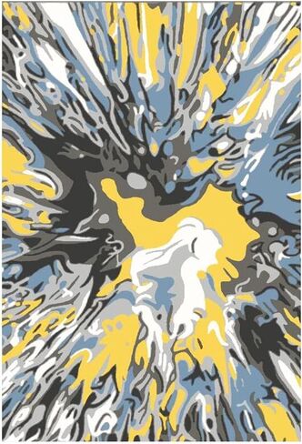 سجادة FINOREN ناعمة ومقاومة للبقع، سجادة منطقة منخفضة الزغب مقاس 5 × 7 أقدام لغرفة النوم، وغرفة المعيشة، والشقة. ظهر غير قابل للانزلاق قابل للغسل. أصفر-أبيض. in Kuwait