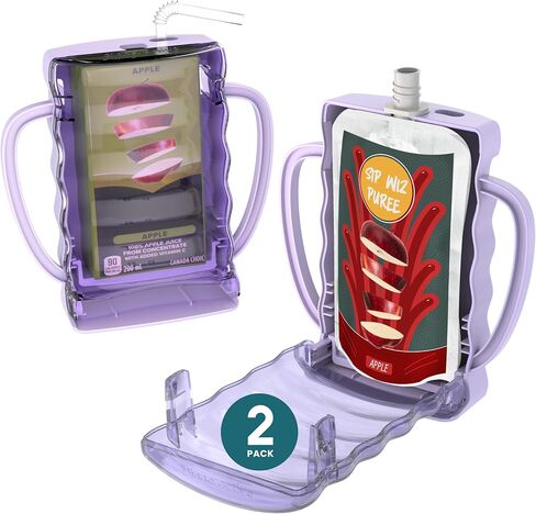 Dinneractive Sip Wiz - Baby Pouch Holder No Squeeze Pouch Food Pouches & Juice Box Holder - Anti-Squeeze Yogurt Pouch Reusable Toddler Essentials in Saudi Arabia