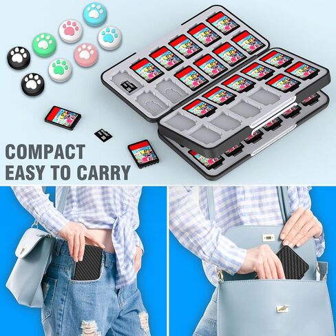 حافظة ألعاب CYKOARMOR Switch لجهاز Nintendo Switch OLED/Switch/Switch Lite، مع 48 فتحة لبطاقة ألعاب Switch و24 فتحة لبطاقة SD، حامل ألعاب صغير الحجم ومحمول، رمادي in Kuwait