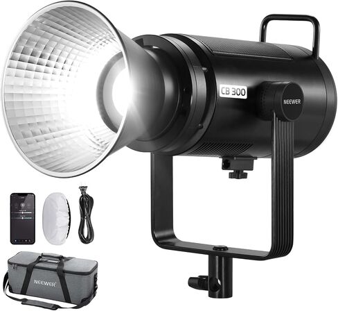 NEEWER 300W LED فيديو ضوء مع عاكس، حامل Bowens، 155000Lux/1m 5600K COB إضاءة الإخراج المستمر CRI97+/TLCI97+ ضوء كشاف استوديو قابل للتعتيم، APP/2.4G/تحكم على متن الطائرة لتسجيل الأفلام، CB300 in Saudi Arabia