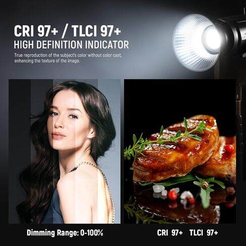 NEEWER 300W LED فيديو ضوء مع عاكس، حامل Bowens، 155000Lux/1m 5600K COB إضاءة الإخراج المستمر CRI97+/TLCI97+ ضوء كشاف استوديو قابل للتعتيم، APP/2.4G/تحكم على متن الطائرة لتسجيل الأفلام، CB300 in Saudi Arabia