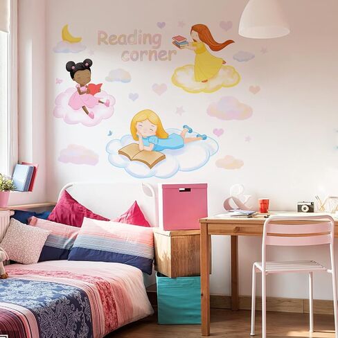 PLIGREAT Reading Corner Quotes Wall Stickers, Removable Vinyl Peel and Stick Wall Decals for Nursery Study Bedroom Playroom Classroom Reading Corner Wall Decoration Home Indoor DIY Wall Art Decor in Saudi Arabia