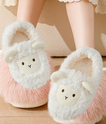 Laahoem Animal Slippers Soft Sole Indoor Shoes Winter Warm Thick Plush Fuzzy House Socks Furry Home Slippers For Women Men in Saudi Arabia