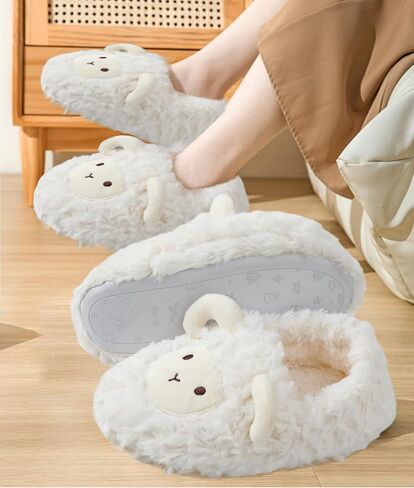 Laahoem Animal Slippers Soft Sole Indoor Shoes Winter Warm Thick Plush Fuzzy House Socks Furry Home Slippers For Women Men in Saudi Arabia
