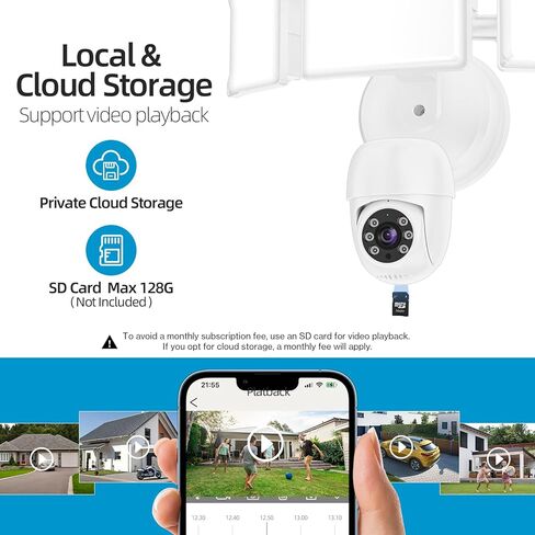 Olafus Floodlight Camera Outdoor, 2K Smart Security Cam, 55W 5500LM Outside Flood Light Wired, Exterior Motion Sensor LED Light Fixture with 360° Pan & Tilt, Color Night Vision for House Yard White in Kuwait