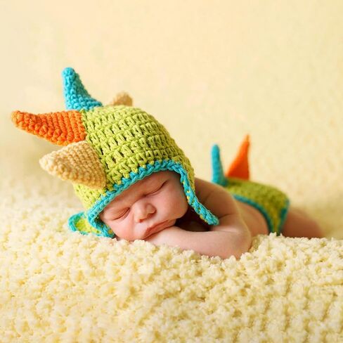 Newborn Photography Props Outfits Cute Knit Dinosaur Hat Diaper Cove Infant Baby Boy Girl Photoshoot Props Costume in Saudi Arabia