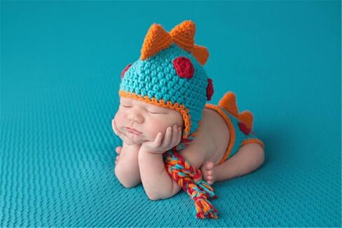 Newborn Photography Props Outfits Cute Knit Dinosaur Hat Diaper Cove Infant Baby Boy Girl Photoshoot Props Costume in Saudi Arabia