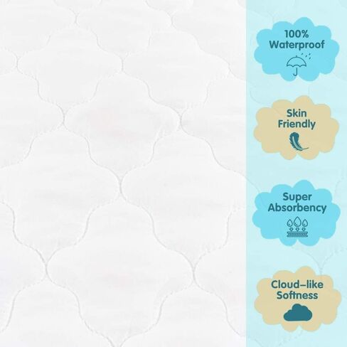 Bamuho Crib Mattress Protector, 2 Pack Waterproof Quilted Crib Mattress Pad Cover for Toddler Bed and Baby Crib, Skin Friendly, Noiseless, Machine Washable, 52 x 28 x 8 inch, White in Saudi Arabia