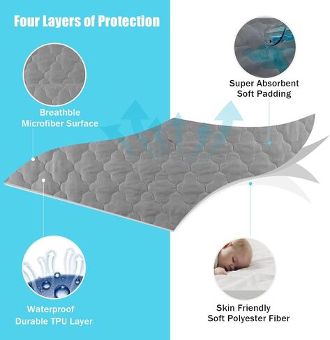 Bamuho Crib Mattress Protector, 2 Pack Waterproof Quilted Crib Mattress Pad Cover for Toddler Bed and Baby Crib, Skin Friendly, Noiseless, Machine Washable, 52 x 28 x 8 inch, White in Saudi Arabia