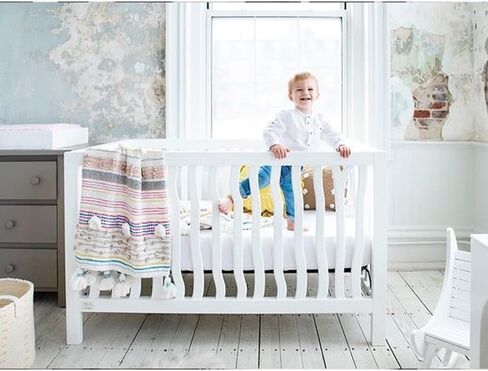 Crib Skirt Dust Ruffle, 100% Natural Cotton, Nursery Crib Toddler Bedding Skirt for Baby Boys or Girls,(Light Grey Solid - 28" x 52"/14" Drop) in Saudi Arabia