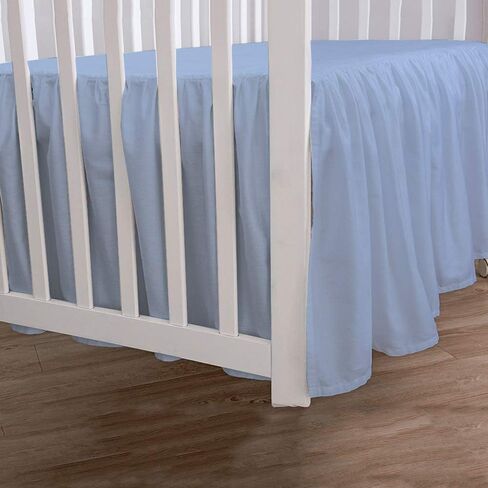 Crib Skirt Dust Ruffle, 100% Natural Cotton, Nursery Crib Toddler Bedding Skirt for Baby Boys or Girls,(Light Grey Solid - 28" x 52"/14" Drop) in Saudi Arabia